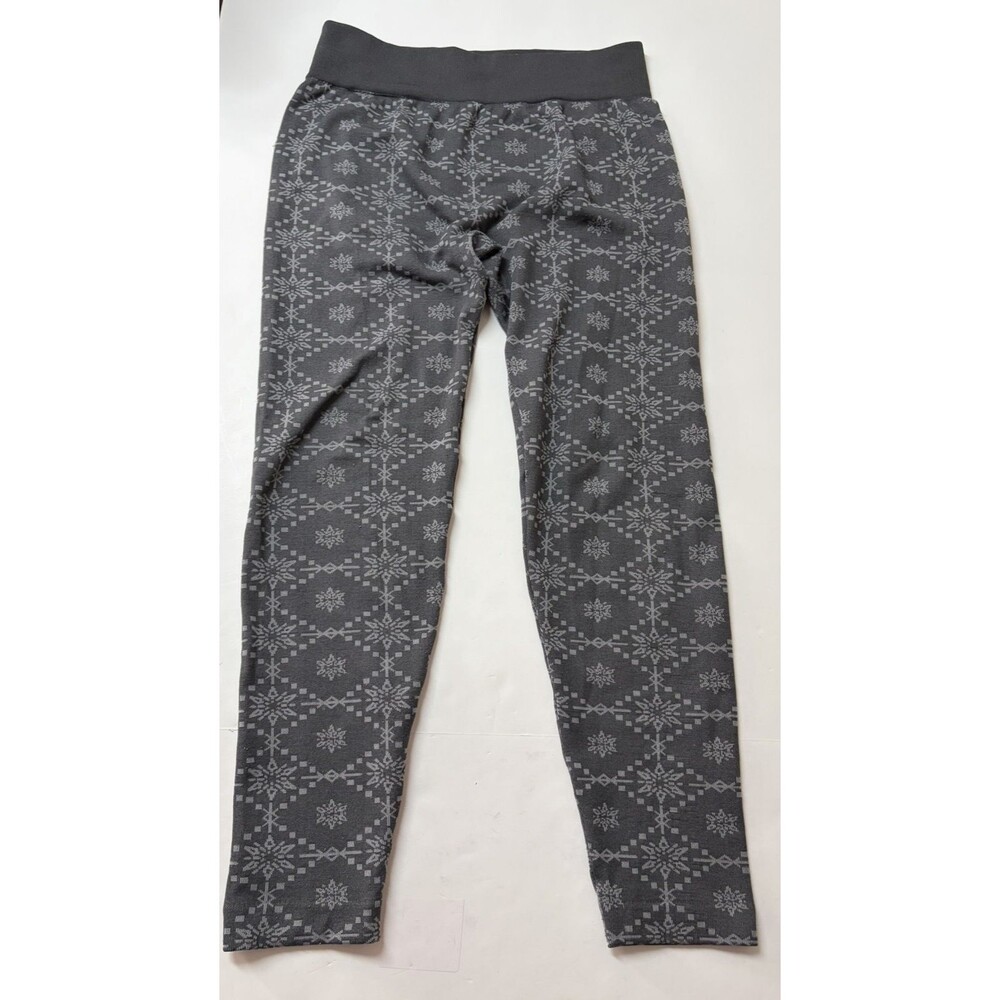 Terramar Women's Leggings ~ Size XL ~ Fleece Lined ~ Gray Snowflake Print
